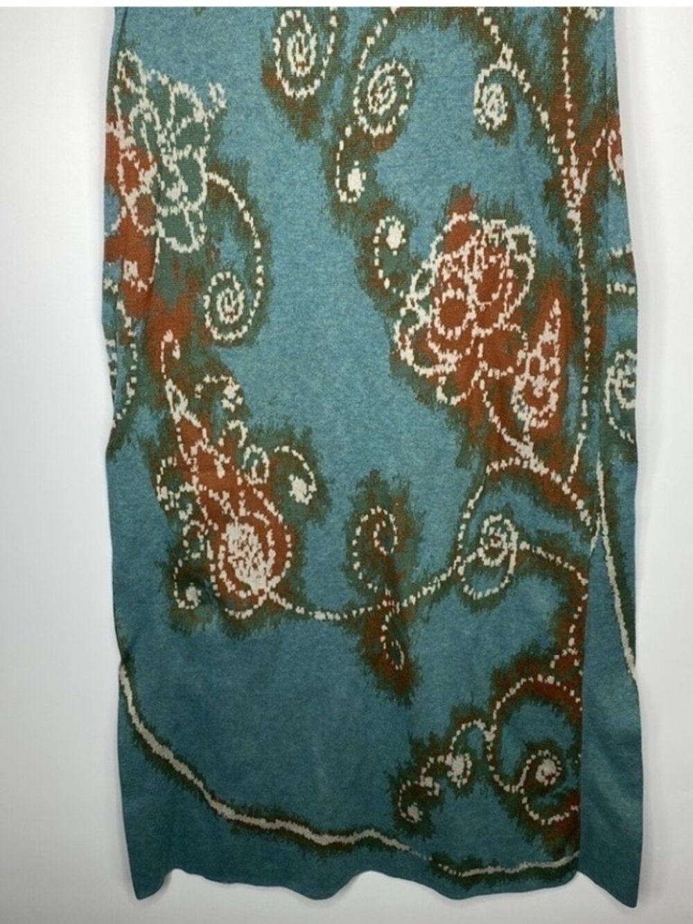 Peruvian Connection Blue Floral Pima Cotton Maxi Sleeveless Dress Size Medium - Picture 2 of 7